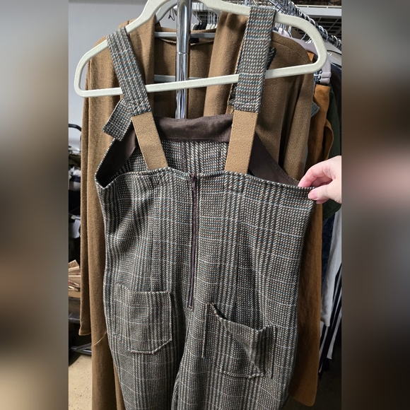 RevivALL Clothing Wool Overalls Houndstooth Medium - Picture 2 of 7